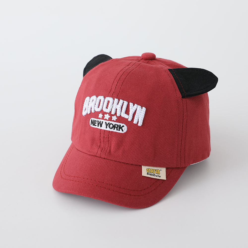 Solid-color Three-dimensional Multi-letter Embroidered Adjustable Cartoon Ears Cute And Casual Children's Baseball Cap Suitable For Outdoor Sports And Daily Use
