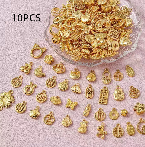Handmade DIY Vintage Oil-drop Alloy Matte-gold Accessories Alluvial Gold Jewelrybracelet And Pendant