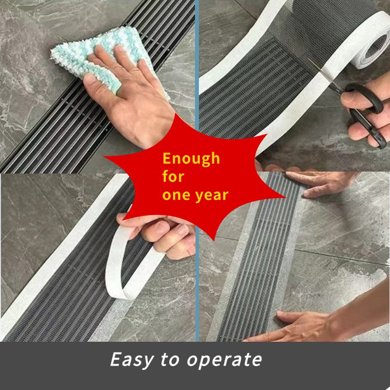 2-Pack 5cm X 7m Bathroom Drain Hair Catcher, Waterproof Shower Floor Mesh Tape, Kitchen Sink Strainer Sticker, Insect  Clog Prevention