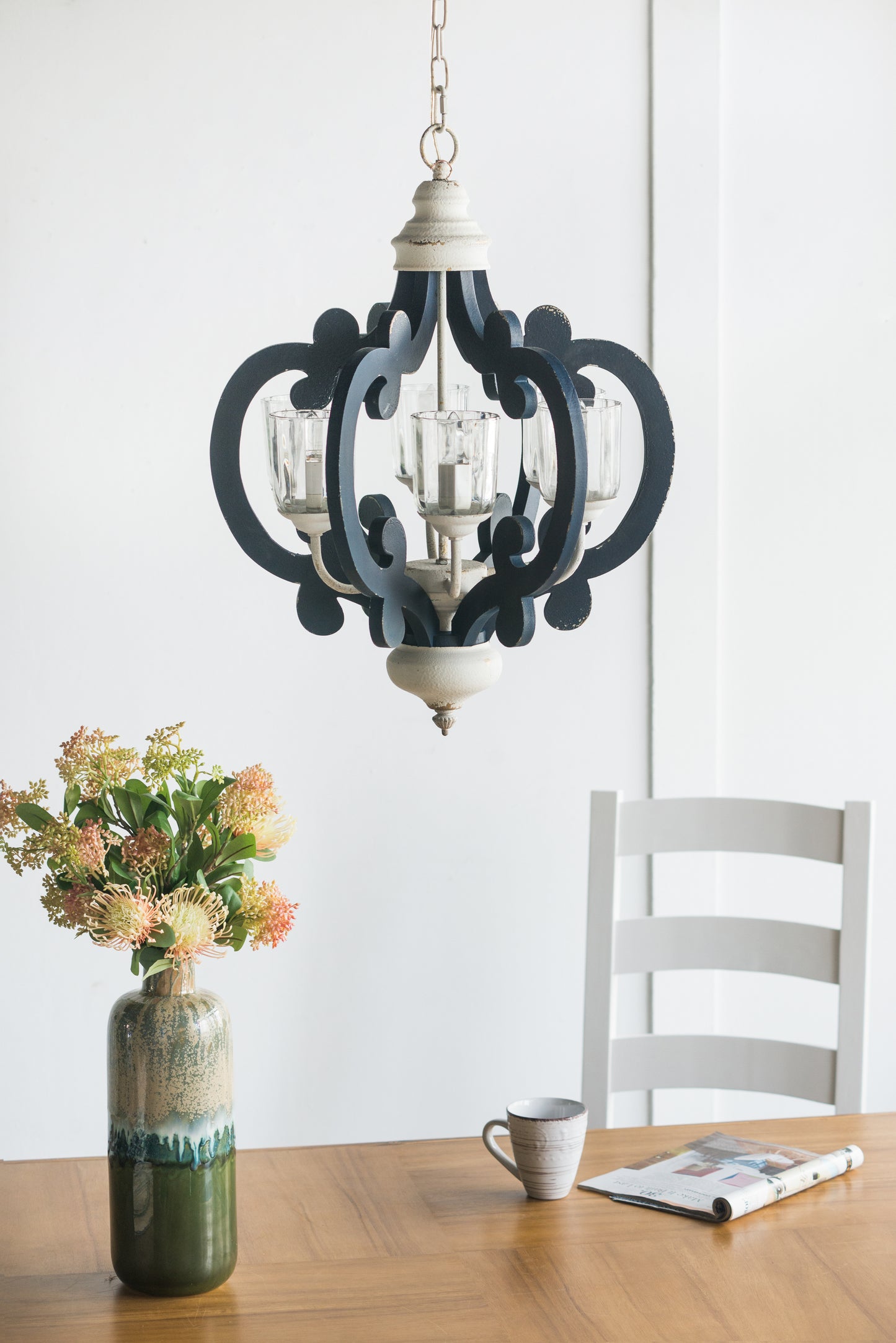 Wood Chandelier 6 -  Light Farmhouse Pendant Lighting Natural Wood Hanging Light Fixture For Kitchen Living Dining Room  Bulb Not Included