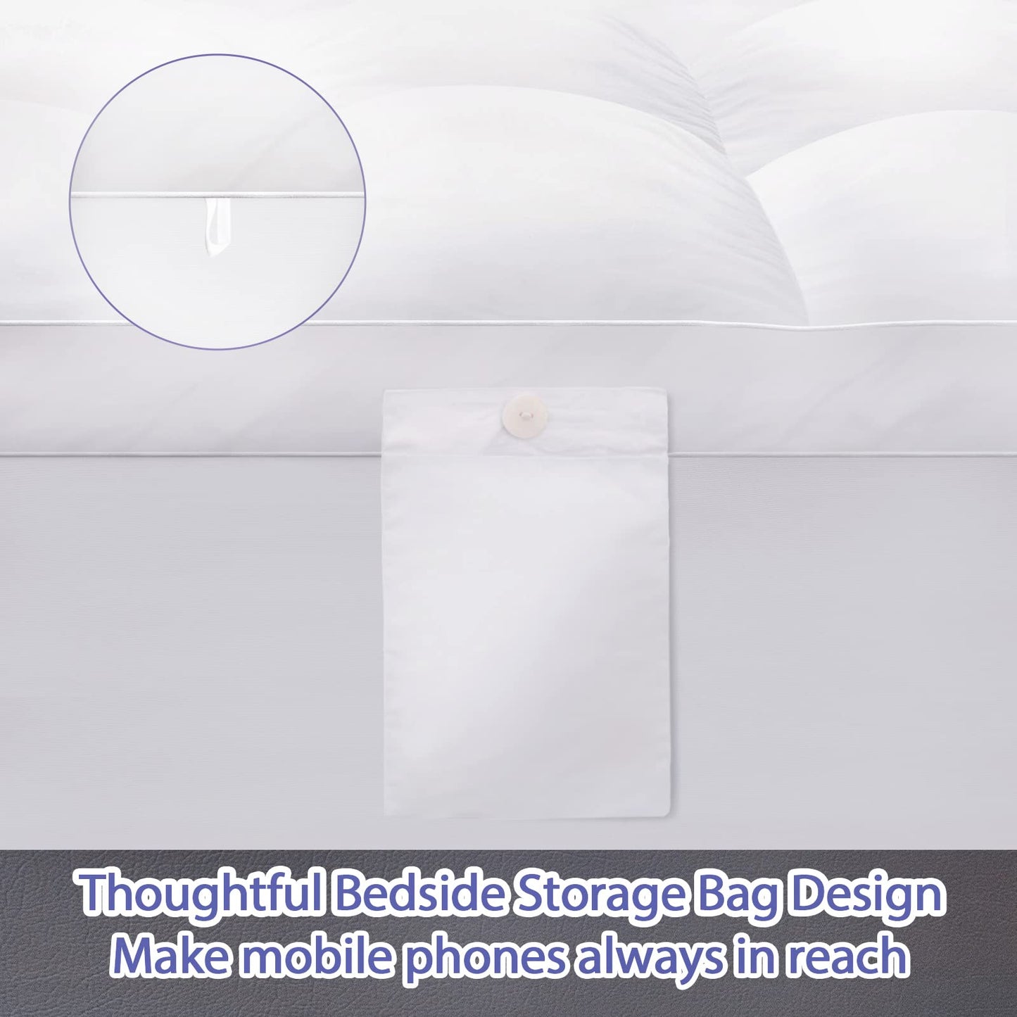 Ultra-Soft Quilted Cooling Mattress Topper Pad, Pillow Top Mattress Topper, Ultra-Soft Quilted Cooling Mattress Protector, Suitable For 8-24 Inch Deep Mattresses, 450G 900G 1200GSM Filling Options
