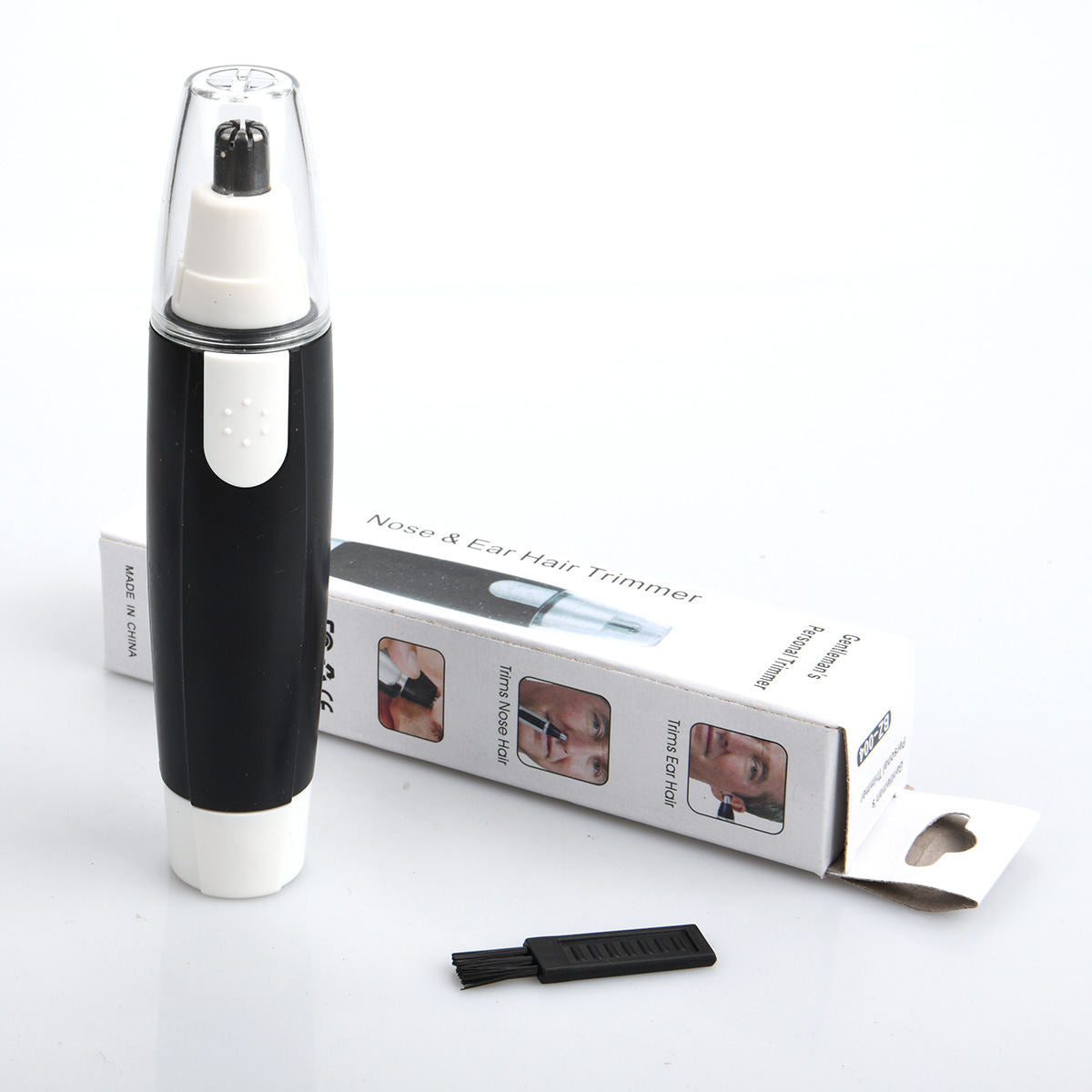 Electric Nose Hair Trimmer For Men Battery-powered Model In Black With No Paint Finish