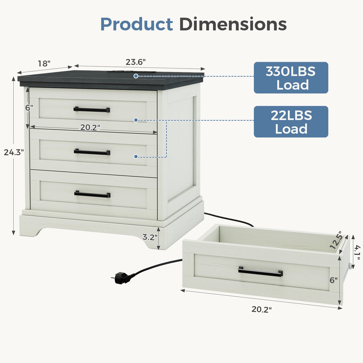 Country-style Bedside Table With Charging Device, Coffee Table With A Large Drawer, Small Side Table, Storage Cabinet