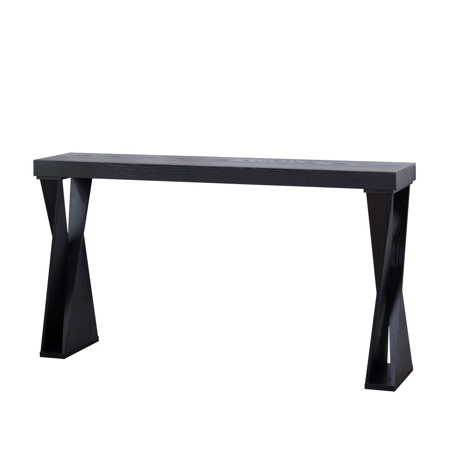 Modern Console Table   58.3  Narrow Entryway Table, Black Manufactured Wood Sofa Table With Crossed Legs For Hallway, Living Room, Or Office