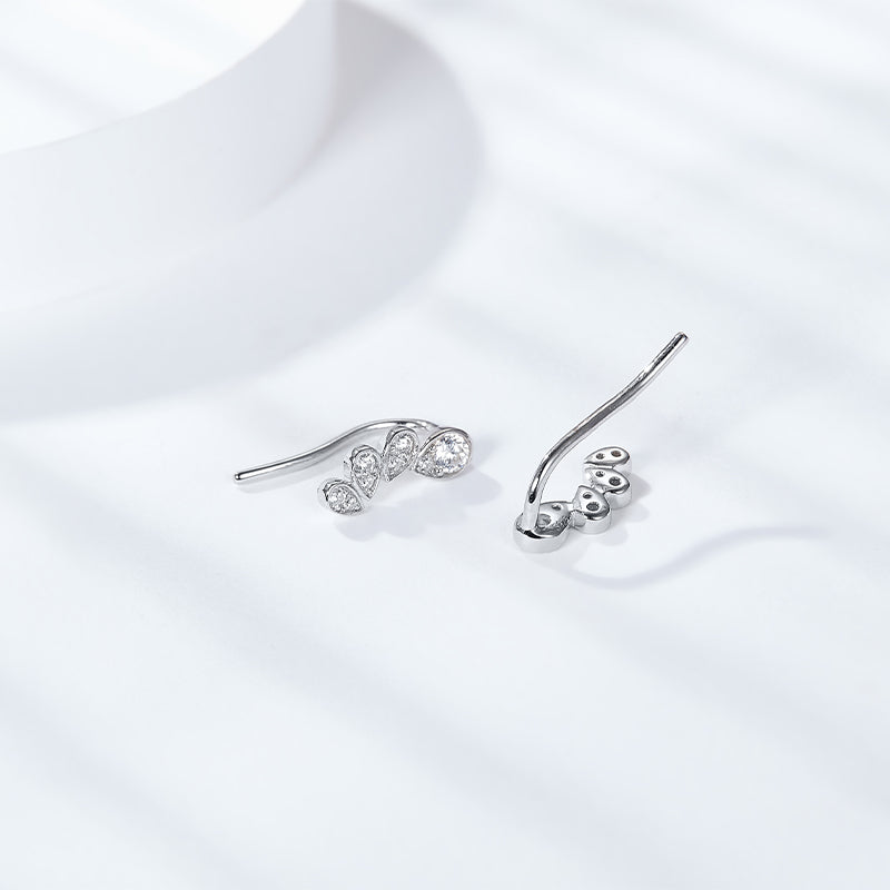 S925 Sterling Silver Moissanite Crawler Earrings  Pear Cut Drop Earrings With GRA Certificate Platinum Plated Jewelry Gift Box Set For Women