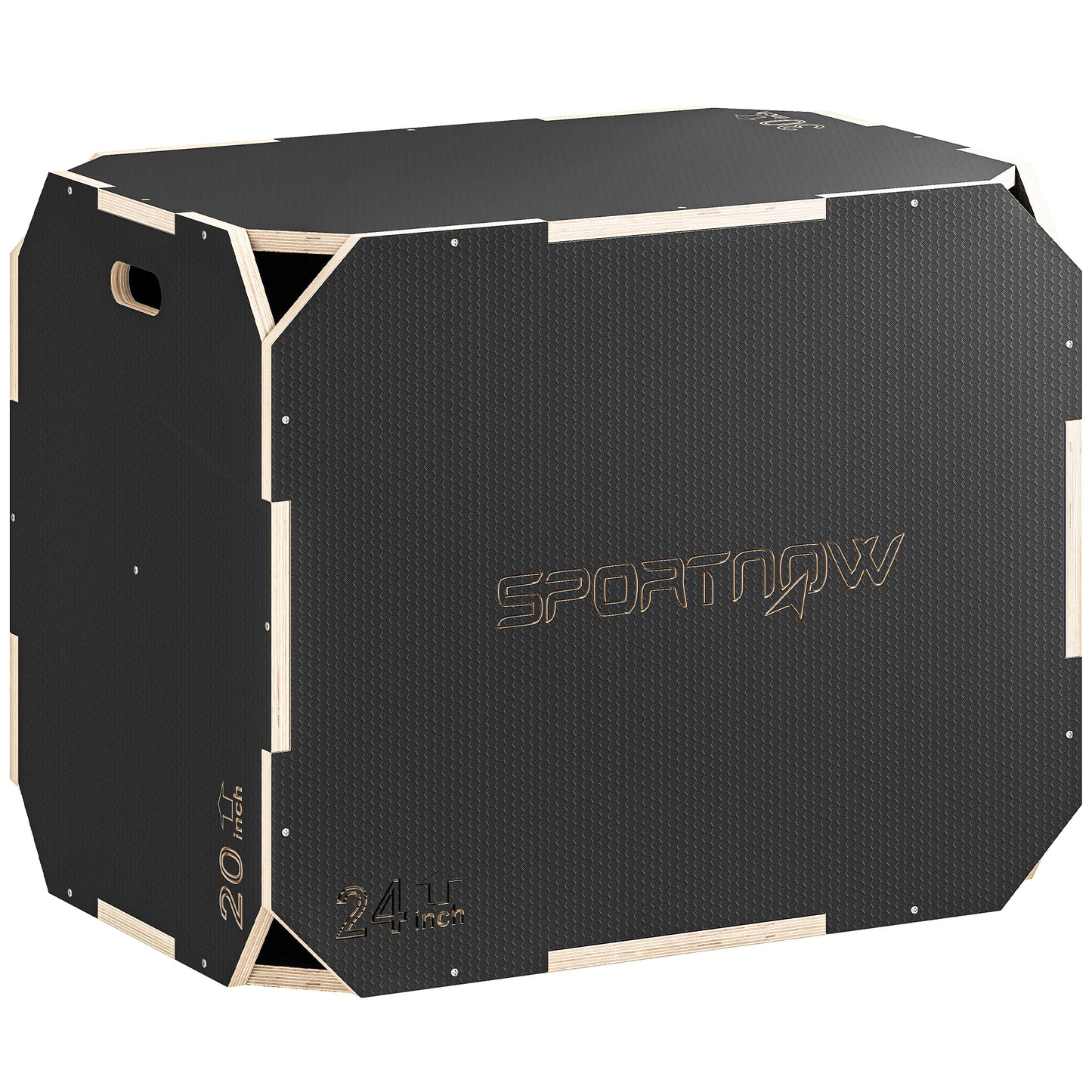 3-in-1 Plyo-Box, Sprungbox Mit Griff-Öffnungen, Für Home-Fitness Und Outdoor-Workouts, 3 Sprunghöhen, Holz, Schwarz
