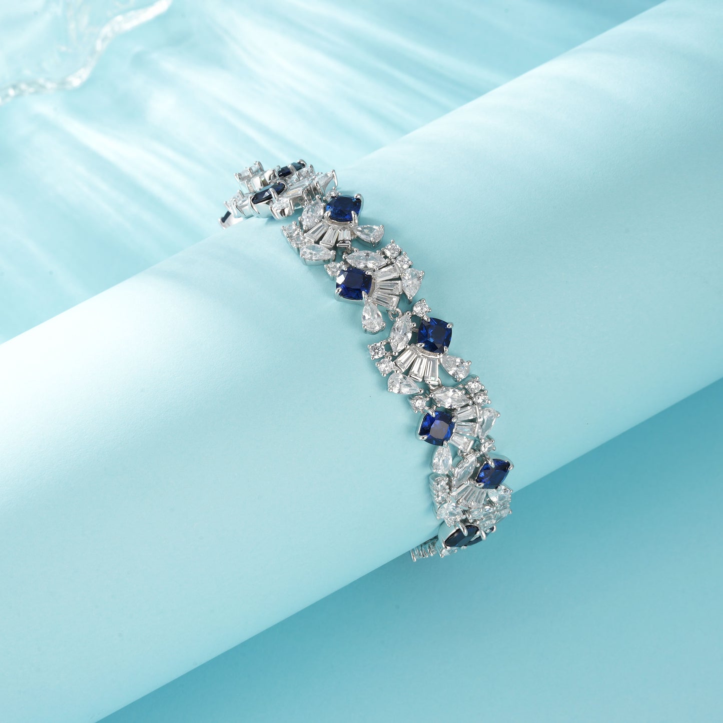 S925 Sterling Silver 5mm Lab-Grown Emerald Ruby Sapphire Tennis Bracelet 16.5cm 14 Stones Platinum Plated Gift Box