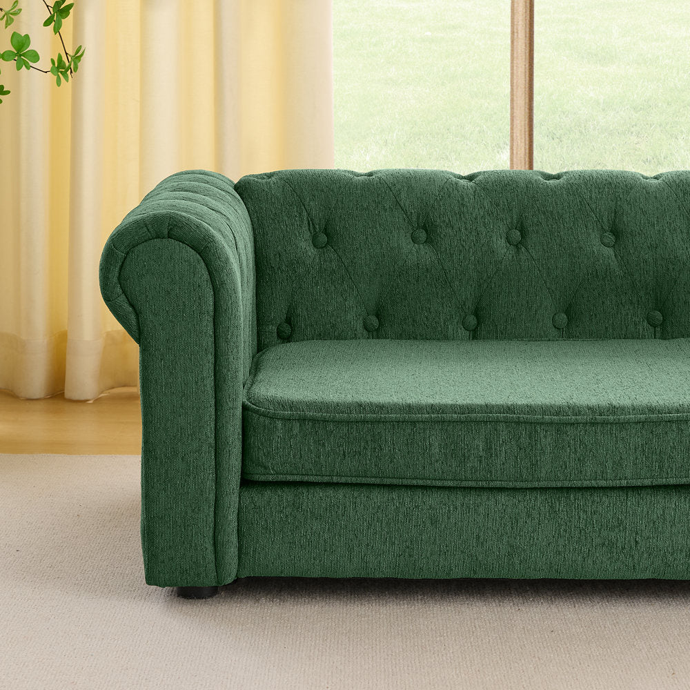 Elegant Rectangular Pet Bed For Big And Oversized Dogs, Durable Elevated Dog Sofa Bed, Comfortable Dog Sofa, Modern And Fashionable Linen Fabric Dog Sofa-OLIVE GREEN