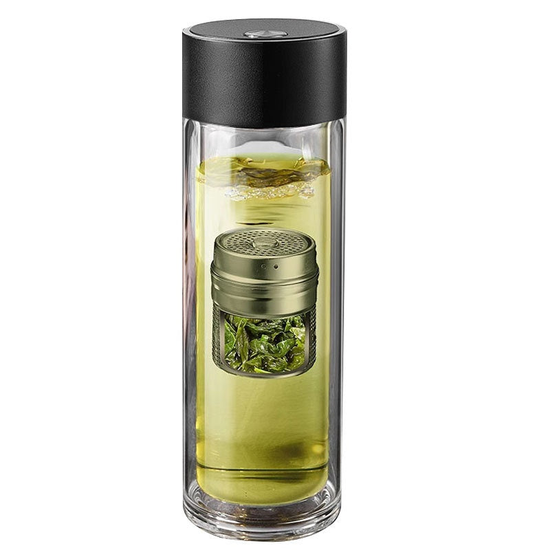 Tea-and-water-separating Magnetic-infuser Heat-resistant Glass Teacup