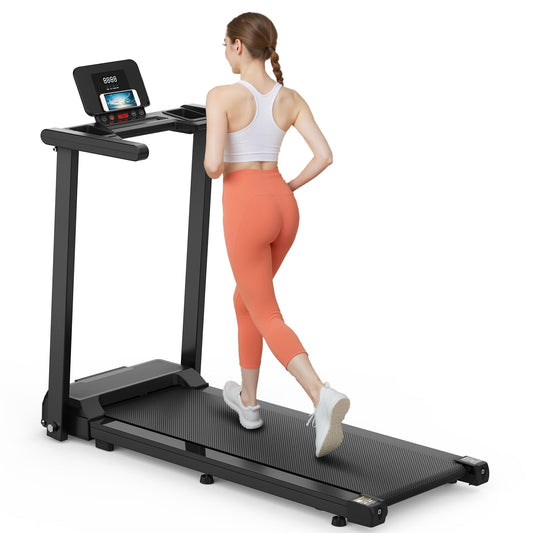 Folding Treadmill With Handles 2.5HP Foldable Treadmill With LED Display 300 LBS Capacity Running Machine For Home Small Spaces