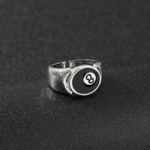 Alloy Men's Creative Personal Accessories Billiards Black With Numbers 8 Ring