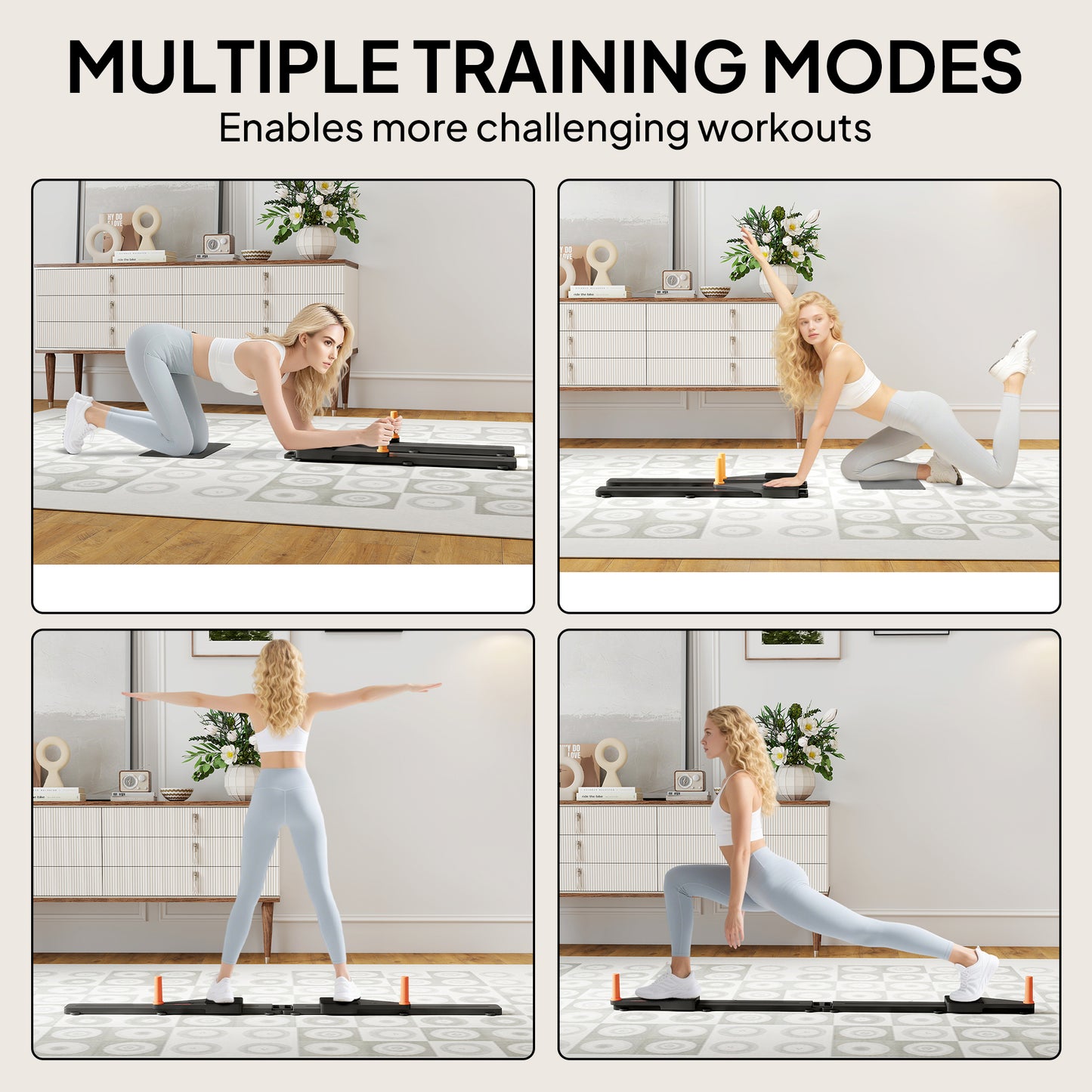 SPORTNOW Push Up Board Set Of 2, Portable Press Up Board With Dual Glide Rails, Knee Pad, Pushup Stand Pilates Reformer Machine For Home Gym, Multifunctional Workout Equipment For Men & Women