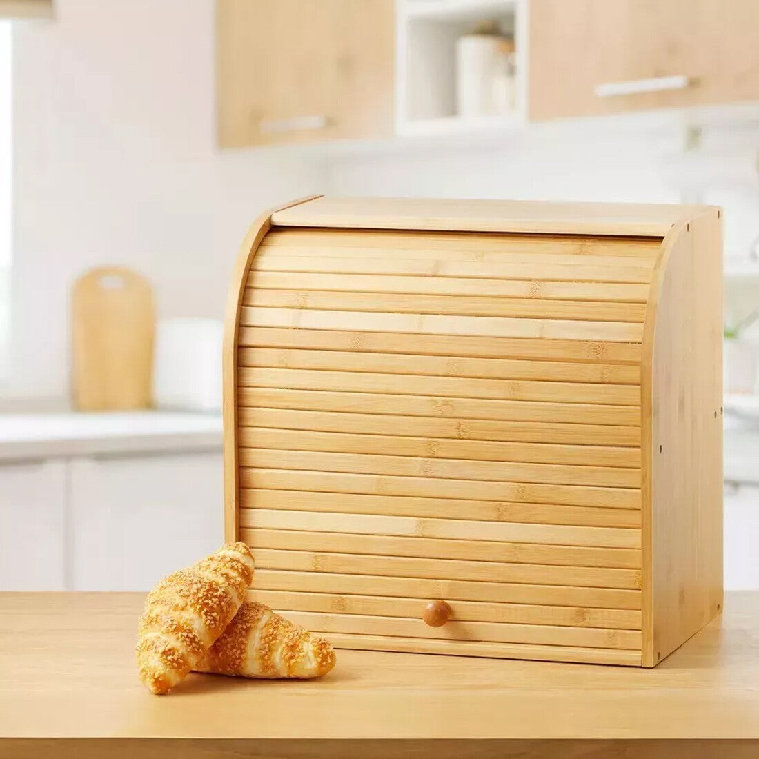 Bread Bin 2 Tiers Double Layer Box Slide Roll Top Food Storage Rack Home Kitchen
