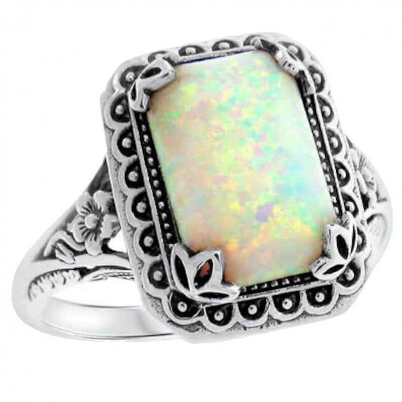 Female Accessories Fashion High-end All-match Design Inlaid Opal Ring