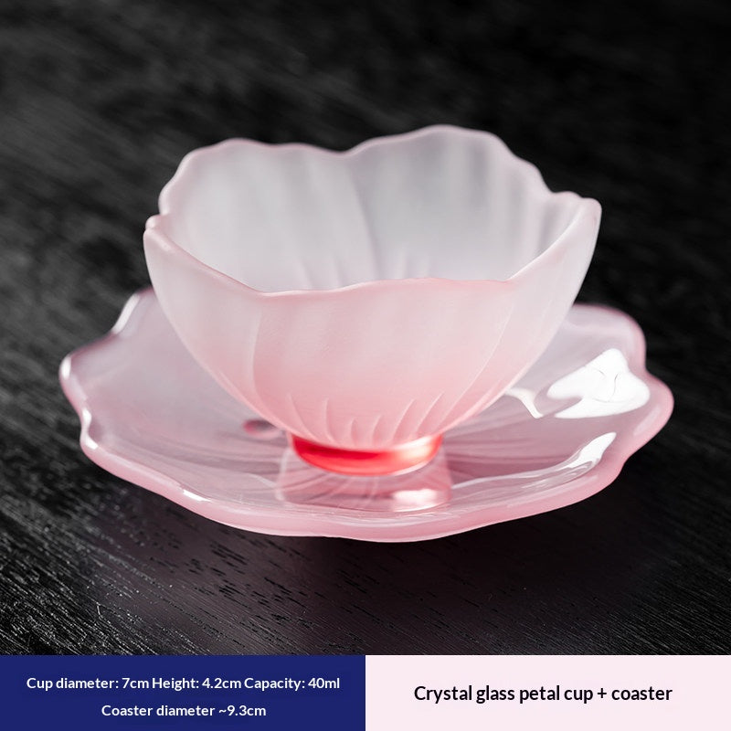 Shangqi Glazed Glass Peony Tea Cup, Fresh And Chic