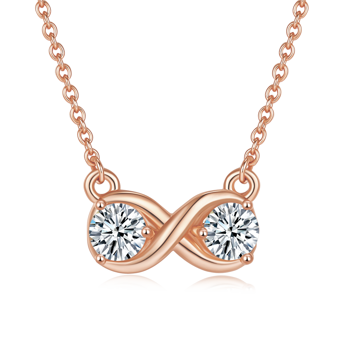 3.1g S925 Sterling Silver 1CT Moissanite Infinity Necklace 45cm  2 Stone Pendant With GRA, Platinum Plated Romantic Jewelry Gift Box Set For Women