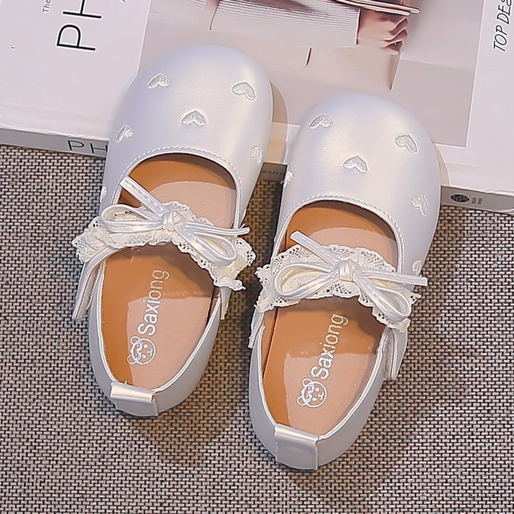 Korean-style Lace Bow Princess Shoes For Girls, Soft Sole Versatile Baby Girl Flats
