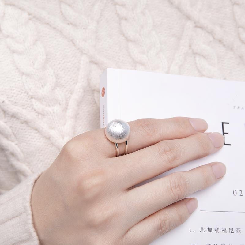 1pcs 999 Sterling Silver Sphere Statement Ring, Sleek Modern Style, Ideal For Birthdays & Minimalist Jewelry Gifts