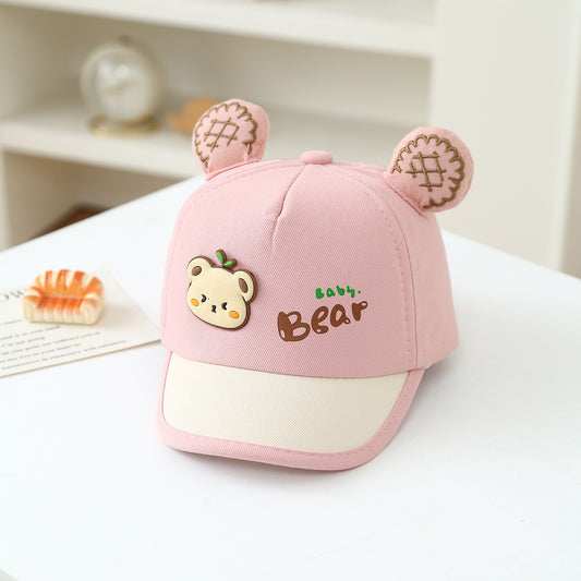 Boy And Girl Baseball Caps With Visors, Suitable For 3-18 Month Old Infants And Babies. Colorful Caps Featuring An Apple And Bear Design. Perfect For Daily Outdoor Use.
