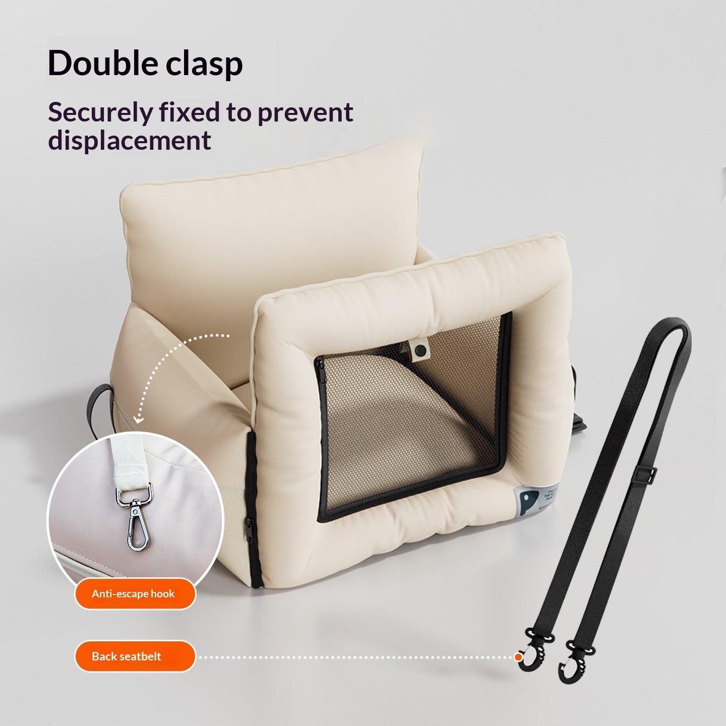 Pet Car Kennel Detachable And Washable Car Travel Carrier Seat-Mounted Accessory