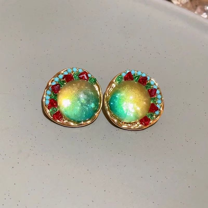 2026 New Niche Unique Earrings For Women, Exaggerated Large Designer Enamel Retro Dangle Studs, High-End Fashion Ear Jewelry