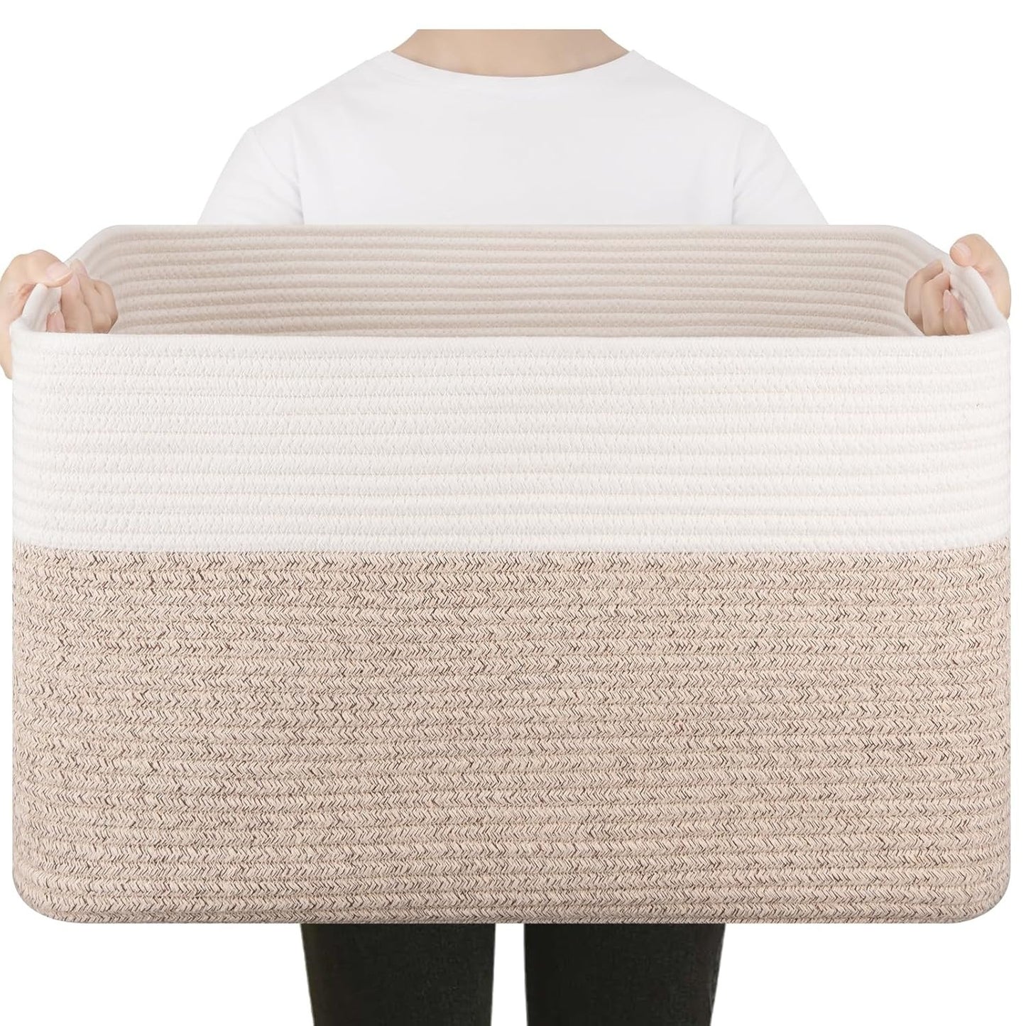 Cotton Rope Woven Home Laundry Basket Living Room Storage