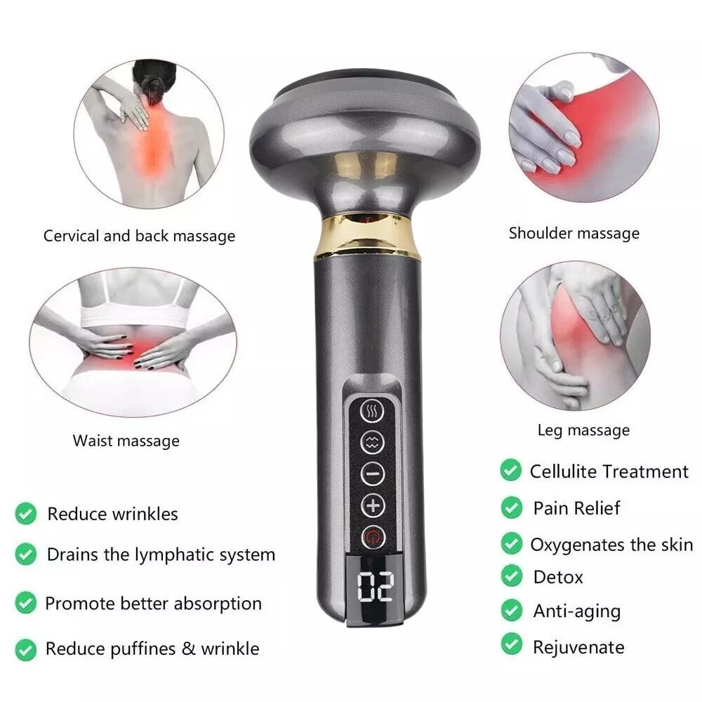 12 Levels Electric Cupping Massager Vacuum Suction GuaSha Anti Cellulite Beauty  Grey