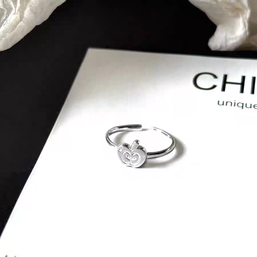 1pc 999 Sterling Silver Apple Open Ring, Minimalist Style, Perfect For Daily Wear And Christmas Eve Valentine's Gift