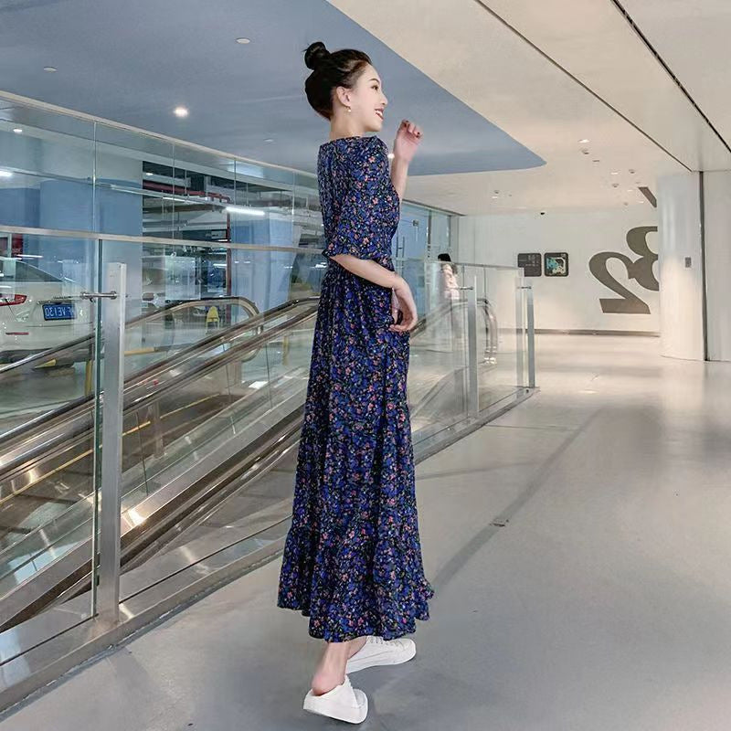 Summer New Korean-style Floral Print Dress For Women