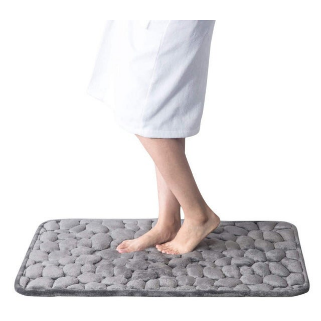 40x60CM Grey Doormat Bath Mat Memory Foam Hydrophilic Pebble Pattern Superfine Fiber Non-slip Soft For Bathroom Bathtub C