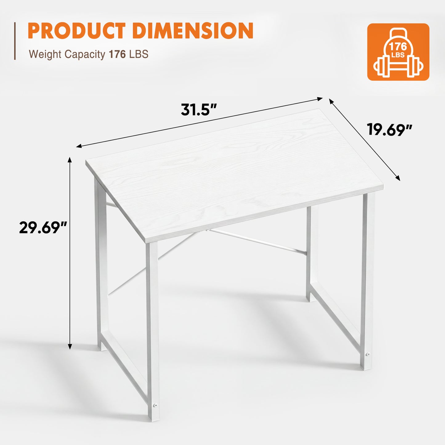 Computer Desk For Home Office, Modern Study Work Table Simple Style For Bedroom, Writing Desks With X-Shaped Reinforcement, Rust