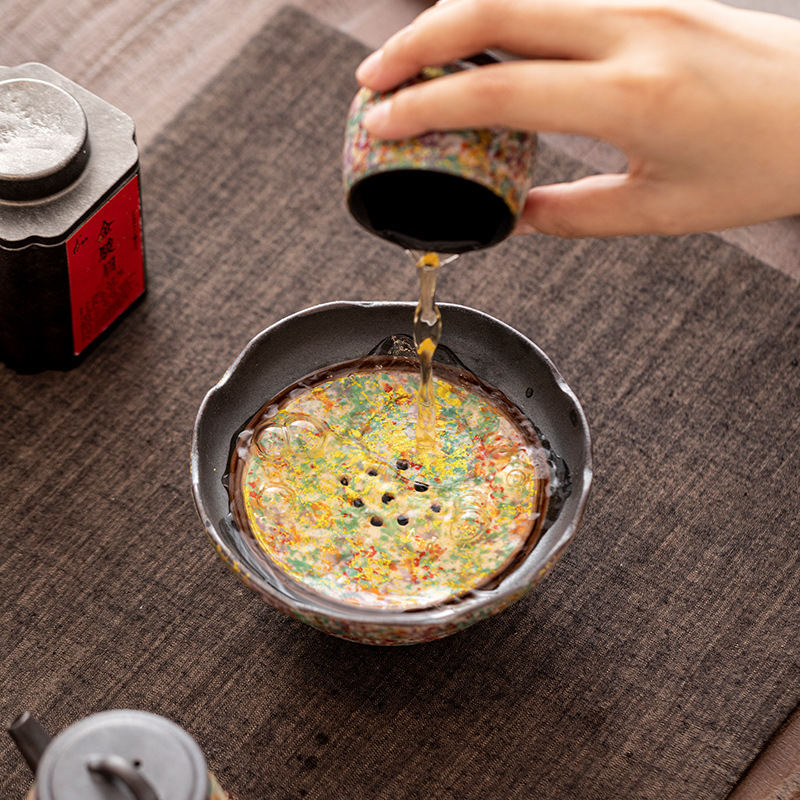 Rock Painting Time Glowing Light Household Retro Ceramic Tea Ceremony Accessories