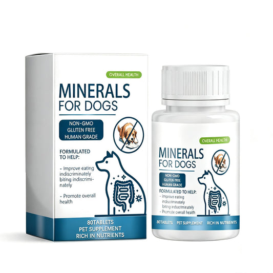 Dog Mineral Supplement Tablets, 80 Chewable Minerals Tablets For Pica, Appetite & Bone Health Support, Non-GMO Human Grade Pet Vitamins