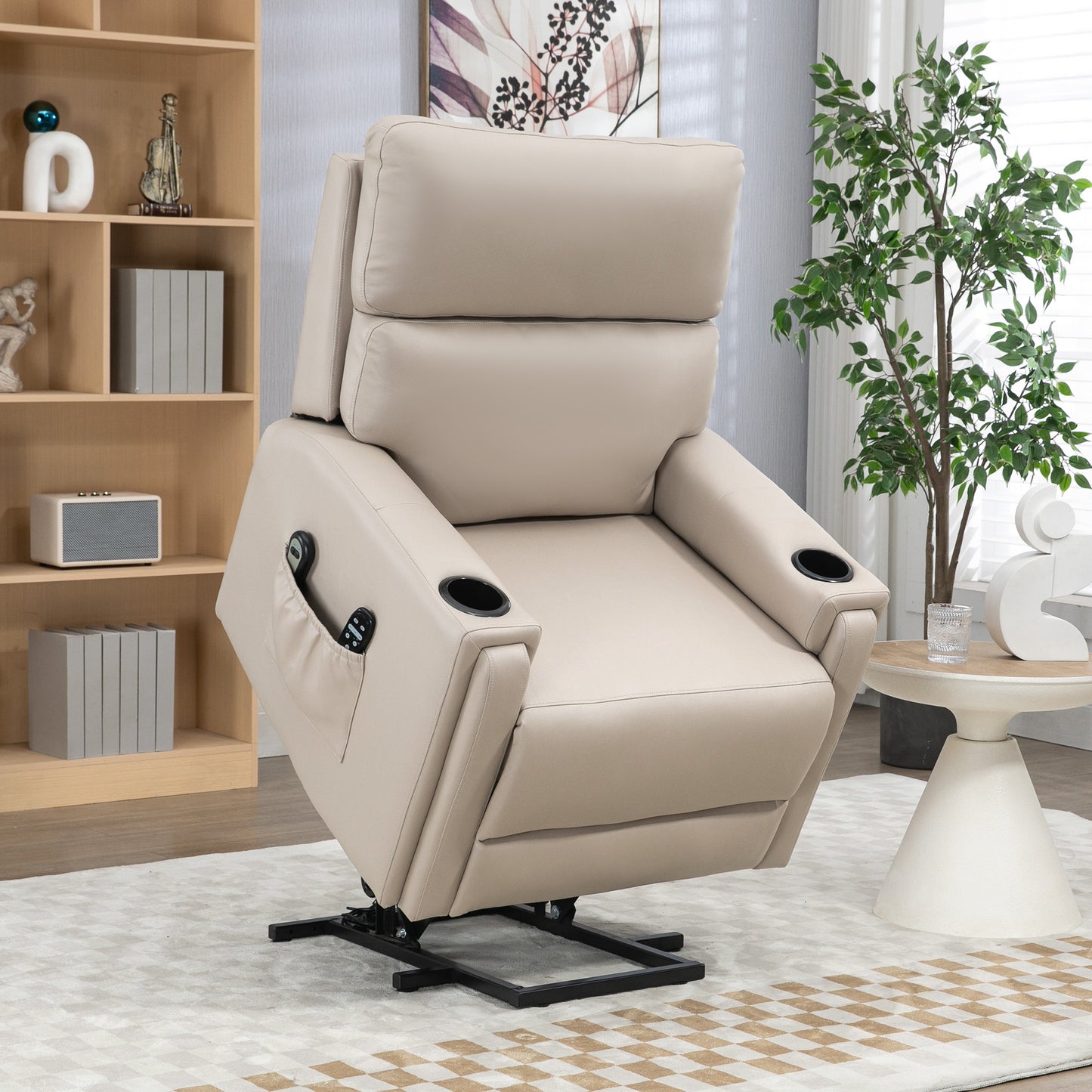 Electric Riser And Recliner Chair, With Massage And Heat - Beige