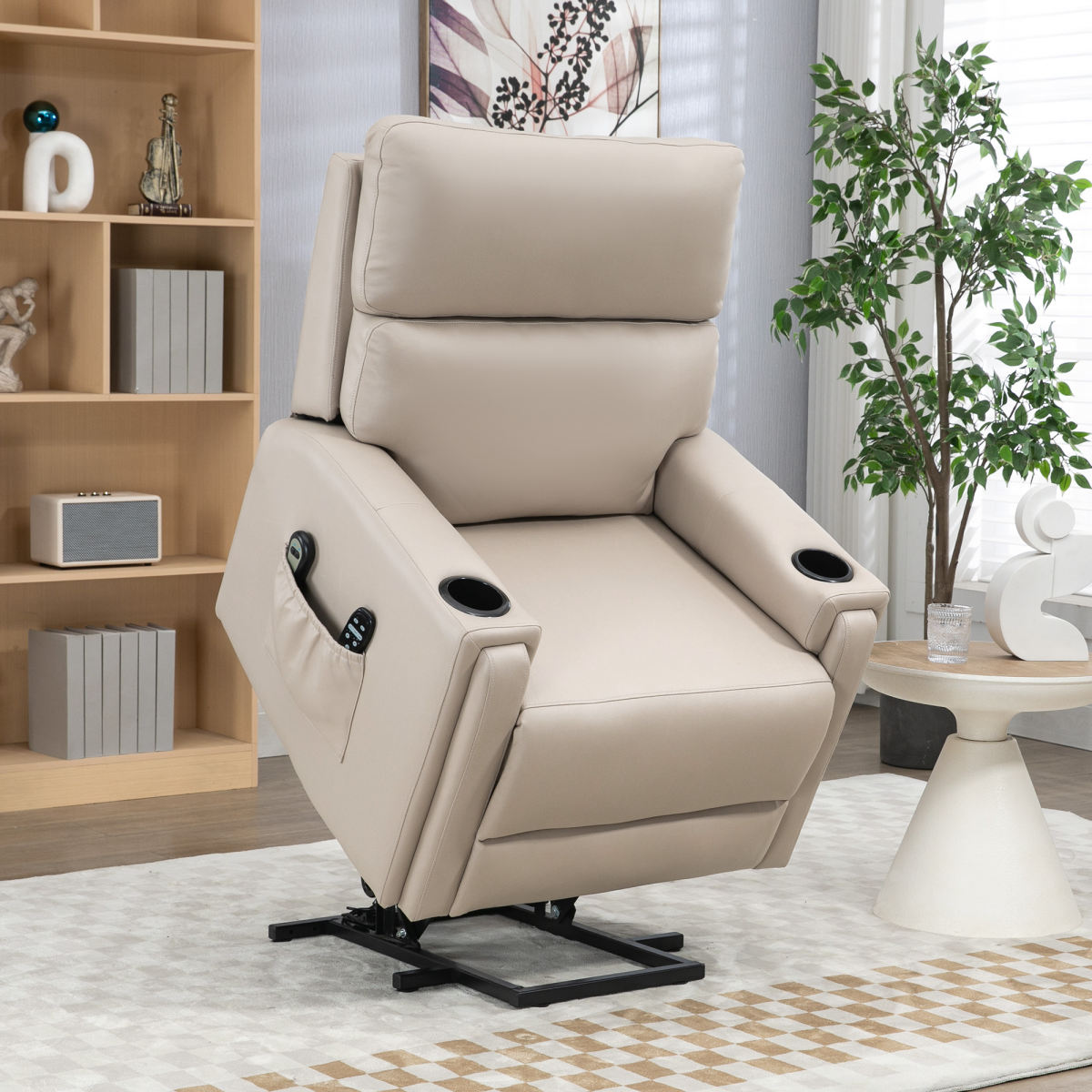 Electric Riser And Recliner Chair, With Massage And Heat - Beige