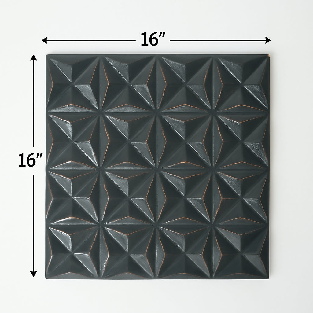 Black Square Shape Handcrafted MDF Wall Decor -16 X16  Elegant Home Accent