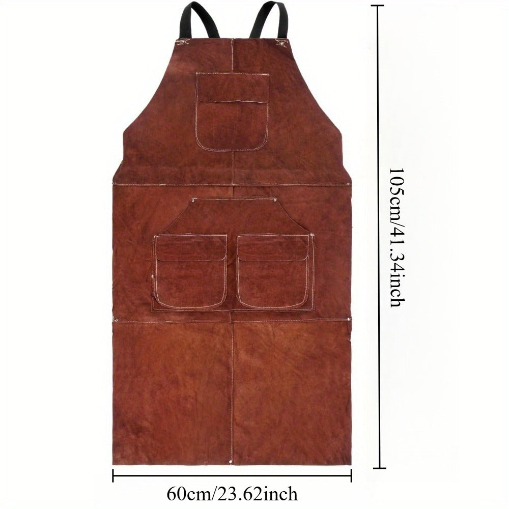 Multi-functional Cow Leather Gardening Apron, Multi-pocket Tool Apron, Wear-resistant And Dirty-resistant Garden Work Aprron, Universal Equipment For Woodworking, DIY And Planting