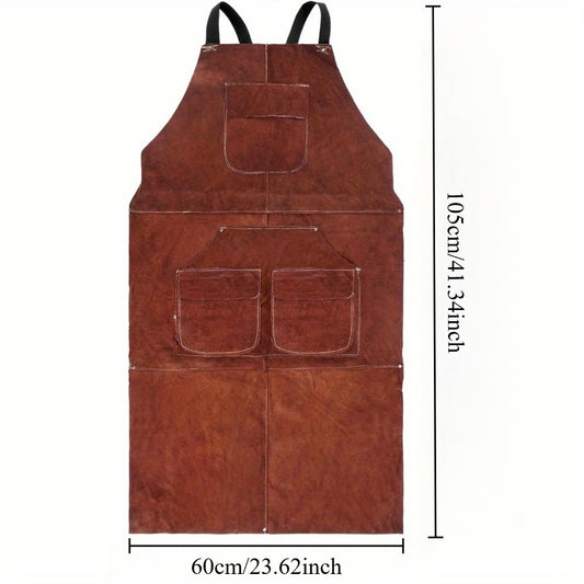 Multi-functional Cow Leather Gardening Apron, Multi-pocket Tool Apron, Wear-resistant And Dirty-resistant Garden Work Aprron, Universal Equipment For Woodworking, DIY And Planting