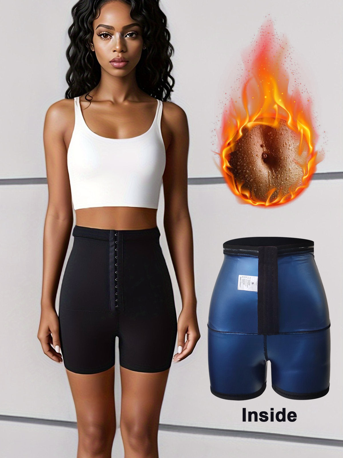 Women Sauna Shorts 3inch High Waisted Shapewear Shorts Weight Loss Compression Sweatsuit Exercise Fitness Gym Yoga With Hooks