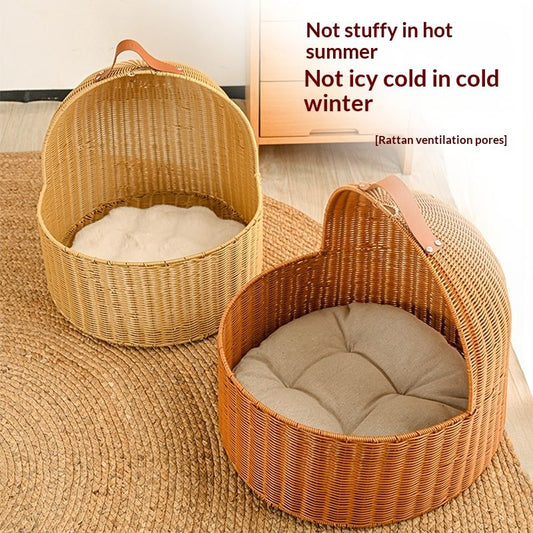 Durable Rattan Pet Cat BedFour-Season Universal Design
