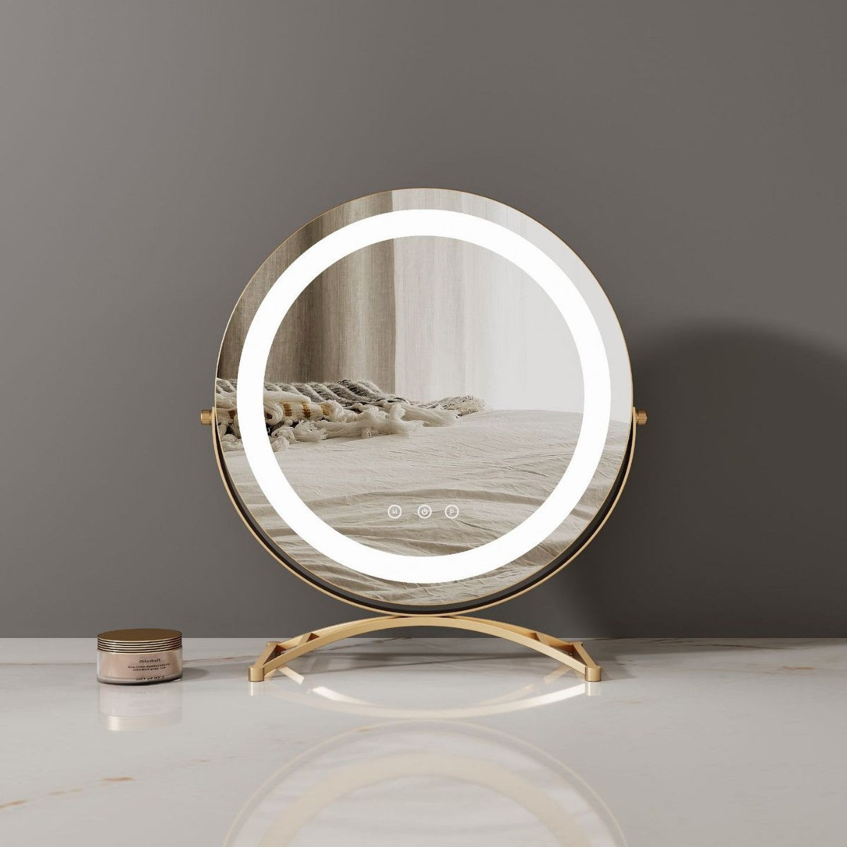 Round Black Dressing Table Makeup Mirror