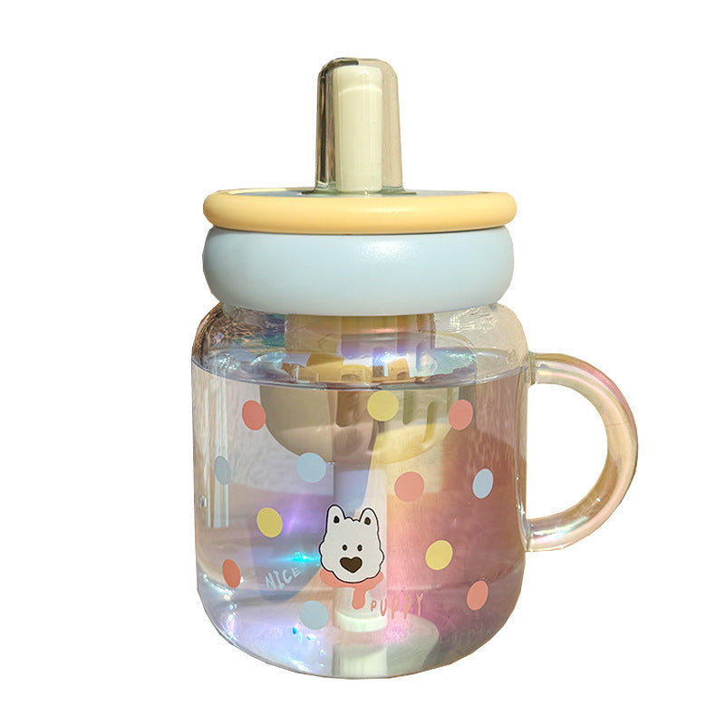 New Large Capacity Glass Cup With Tea Water Separation And A Straw