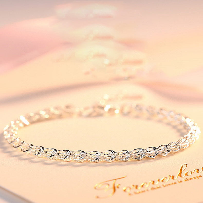 1pc 999 Sterling Silver Woven Phoenix Tail Chain Bracelet, Luxurious Style, Perfect For Daily Wear And Valentine's Gift