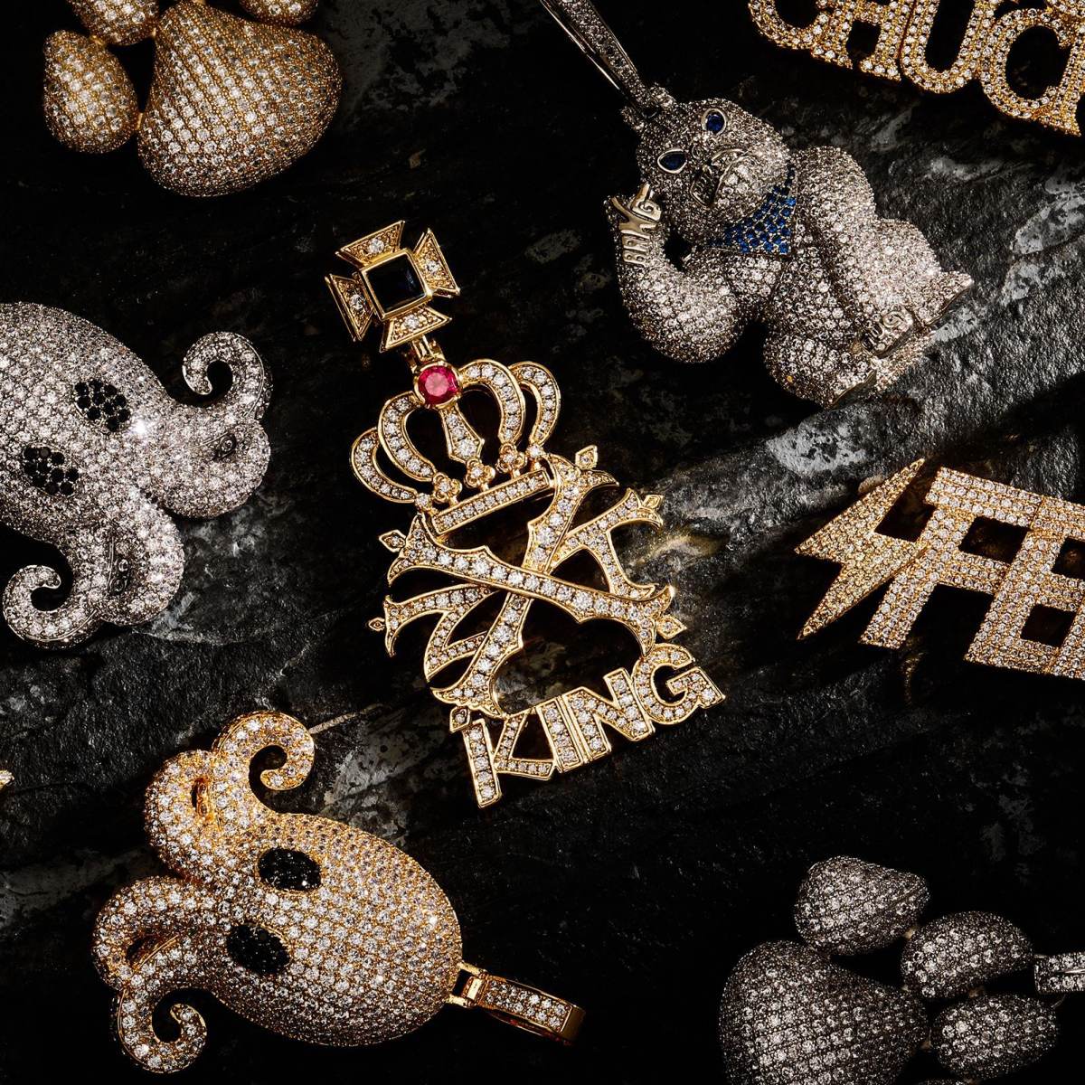 Diamond Letters Hip Hop Pendant Copper Trendy All-matching Accessories