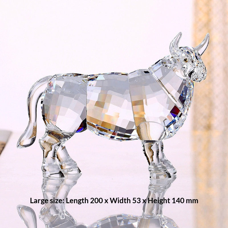 Crystal Ornament Lucky Mascot Wangcai Ox Gift Craft Decoration Piece