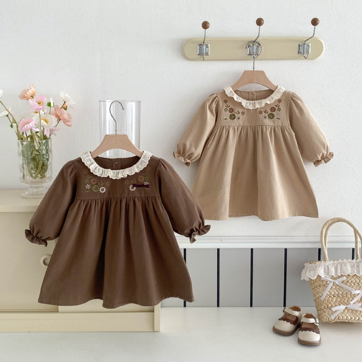Turn-down Collar Little Girl Princess Outdoor Dress