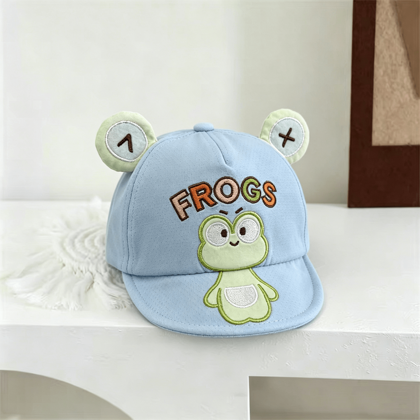 Super Cute Three-dimensional Frog Ears Baby Baseball Cap Soft Cotton Baby Sun Hat For Outdoor Use Cute Frog Embroidery
