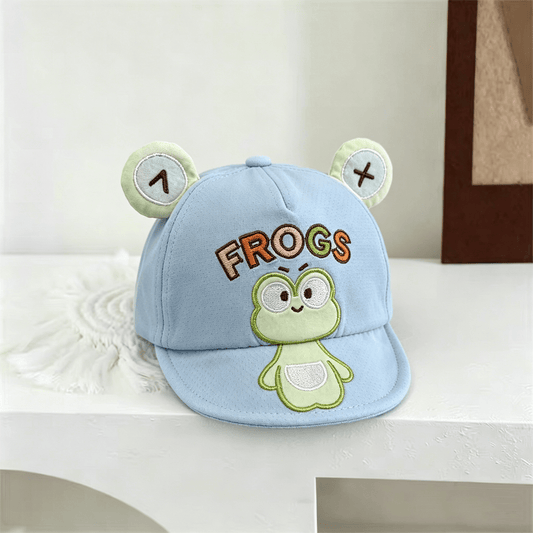 Super Cute Three-dimensional Frog Ears Baby Baseball Cap Soft Cotton Baby Sun Hat For Outdoor Use Cute Frog Embroidery