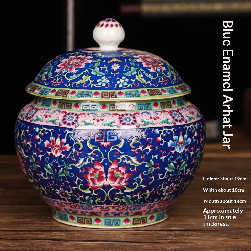 Jingdezhen Ceramic Antique-style Enamel-decorated Tea Caddy