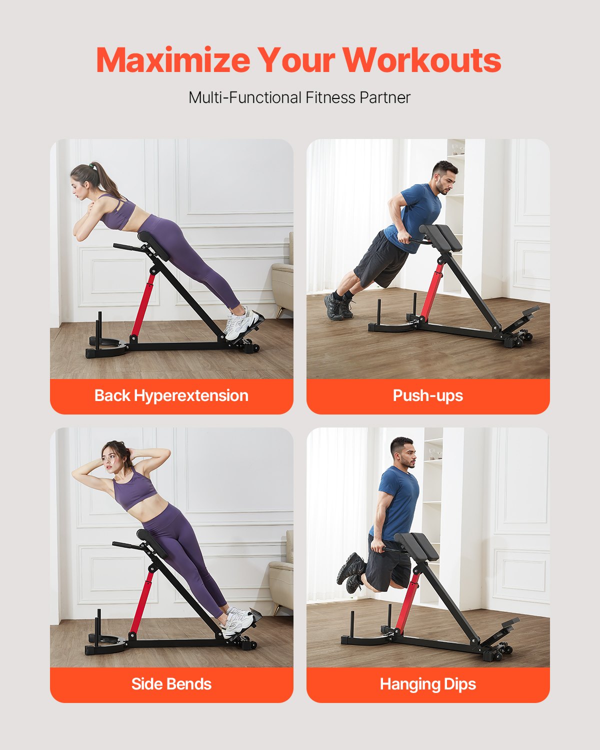 Multifunktionale Hyperextensionsbank Rückenstrecker Rückenverlängerung Römischer Stuhl (Kohlenstoffstahl) 158 Kg Belastbare Rollbare Rückentrainer Fitness-Hantelbank Heim-Fitnessstudio